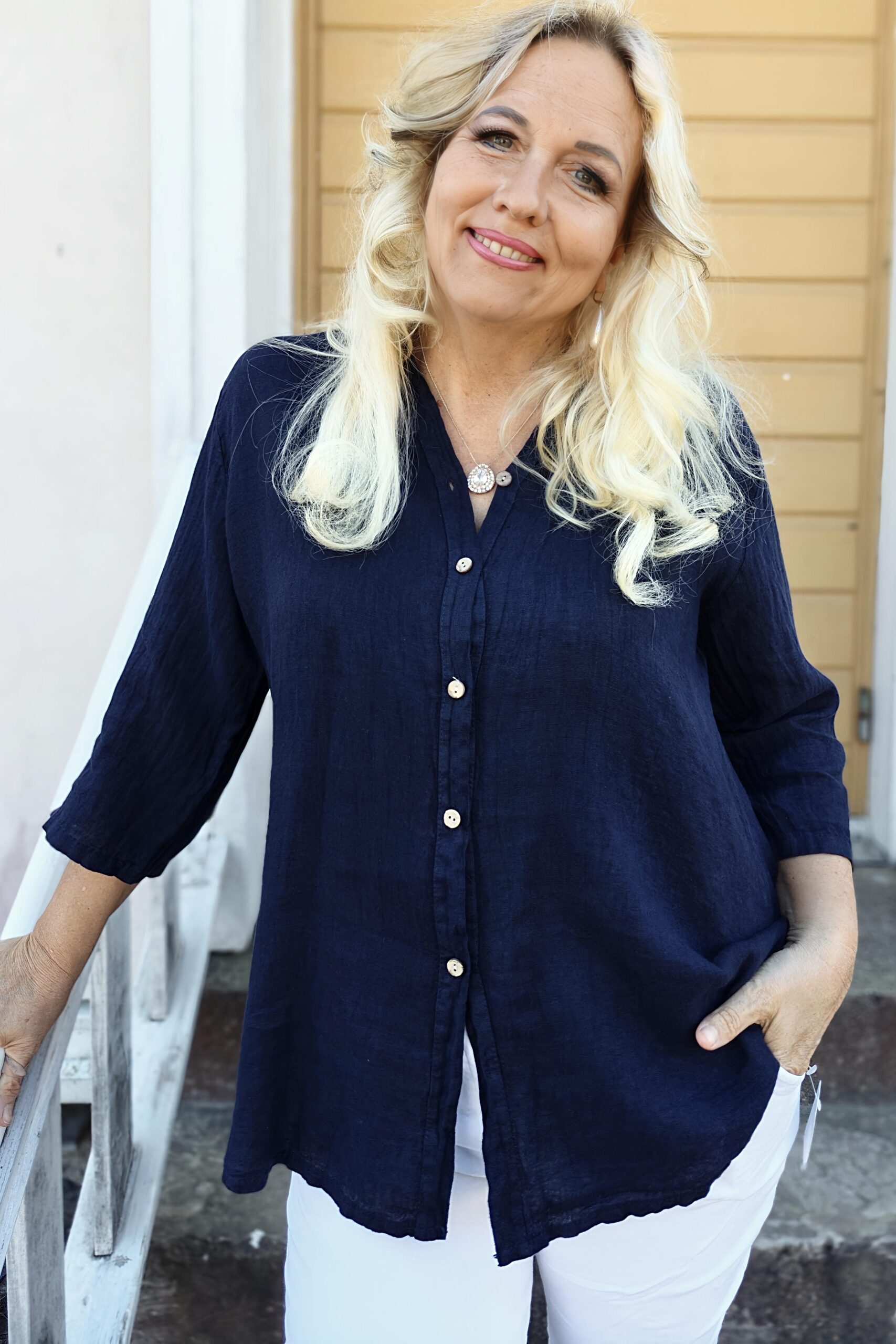 Pellavatehdas Malla pellavapaita tummansininen