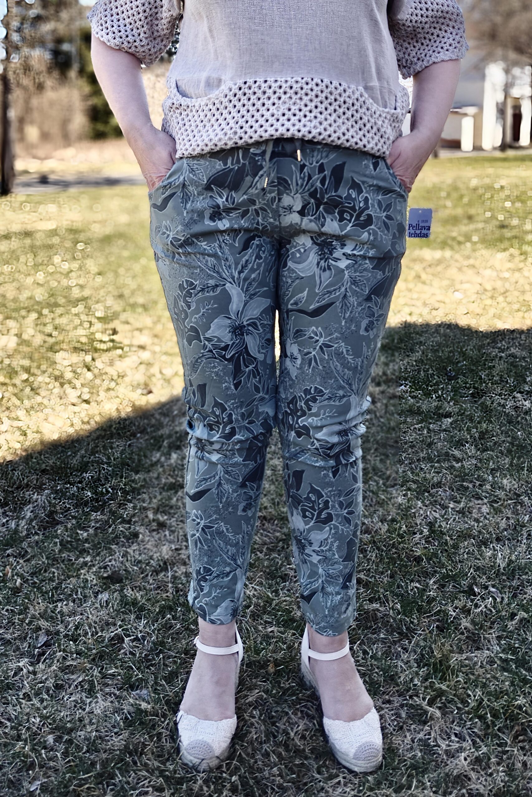 Pellavatehdas Eeden stretch-housut khaki