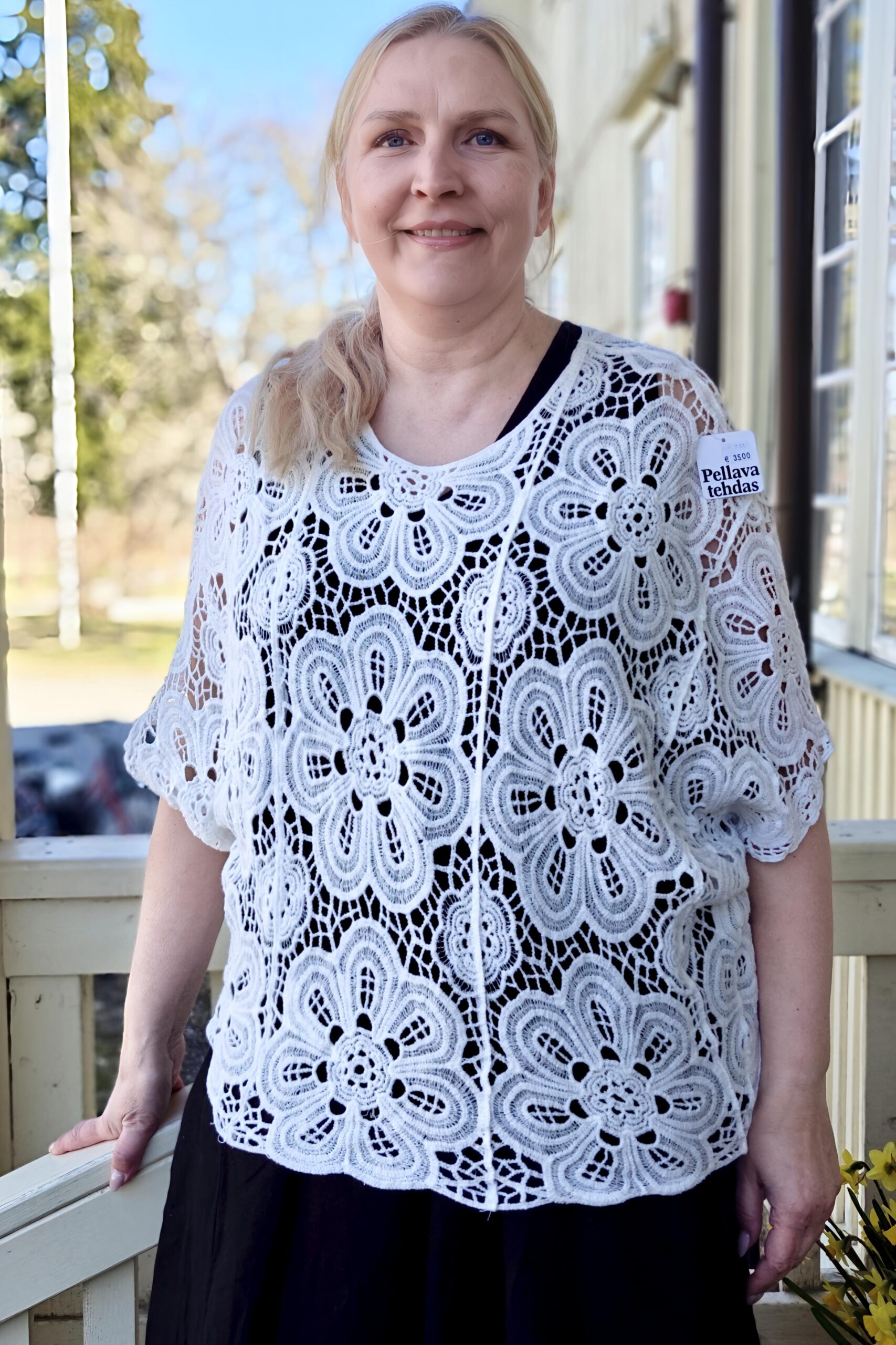 Pellavatehdas Amelie pitsipaita valkoinen