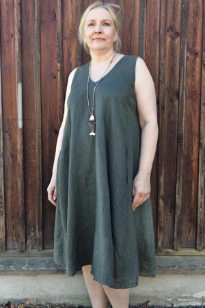 Pellavatehdas Fanny pellavamekko maastonvihreä