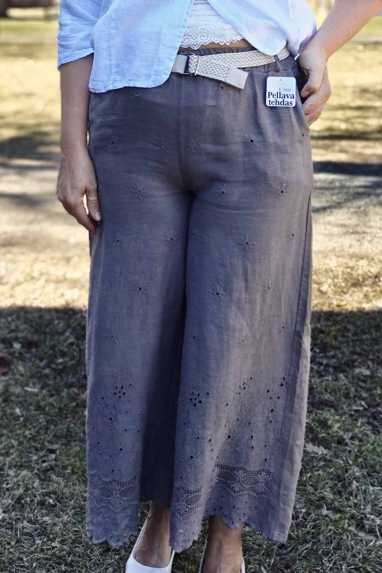 Pellavatehdas Fiona pellavahousut kaakaonruskea