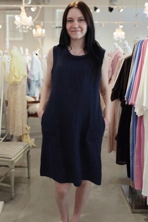 Pellavatehdas Thea pellavamekko tummansininen