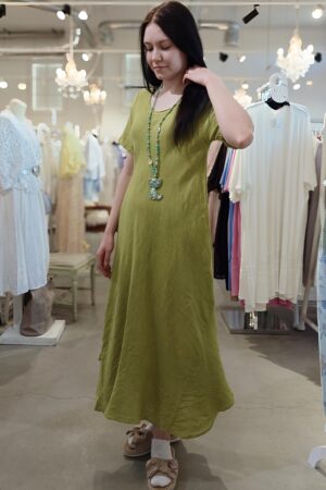 Pellavatehdas Cindy pellavamekko päärynänvihreä