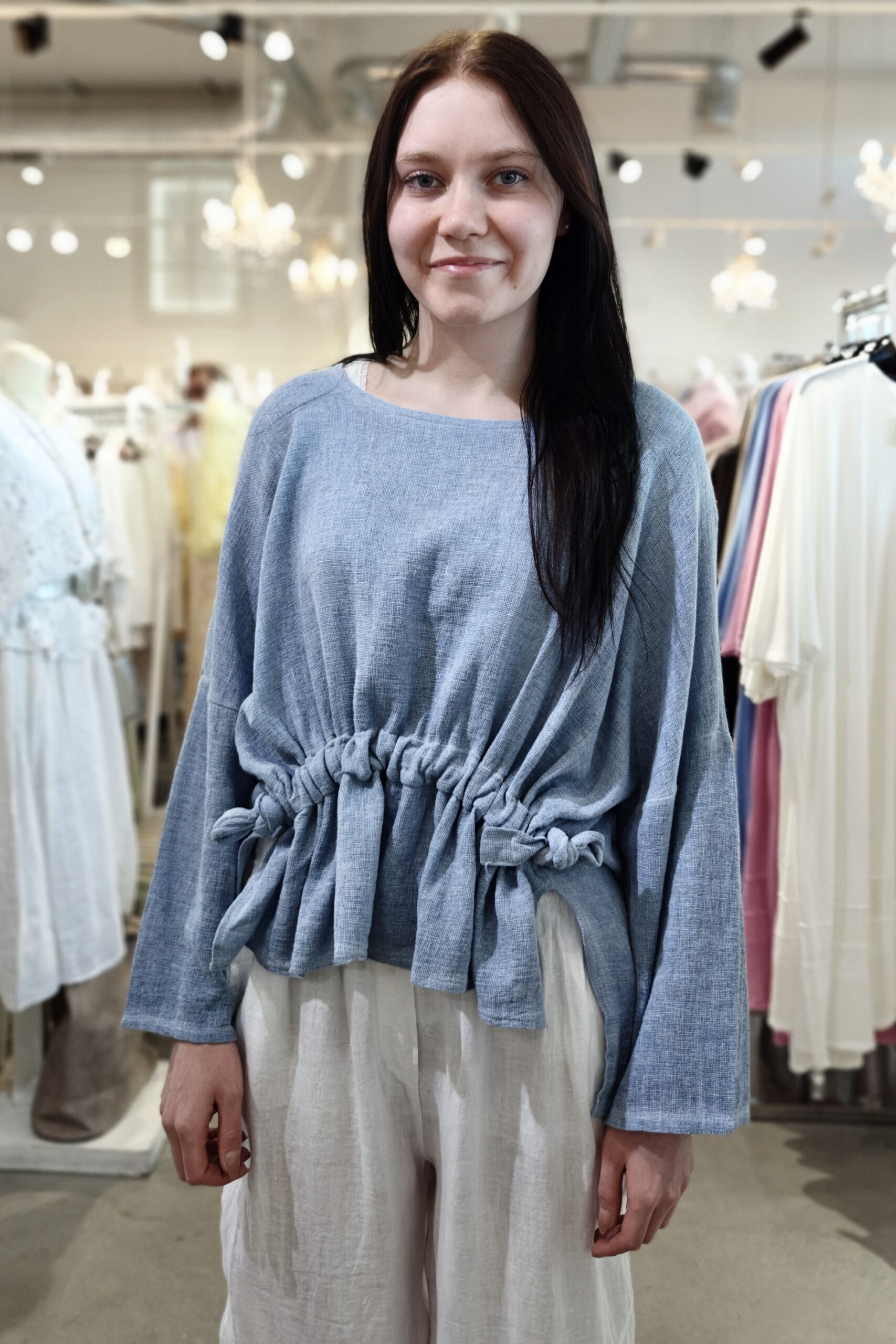 Pellavatehdas Rilla paita vaaleansininen