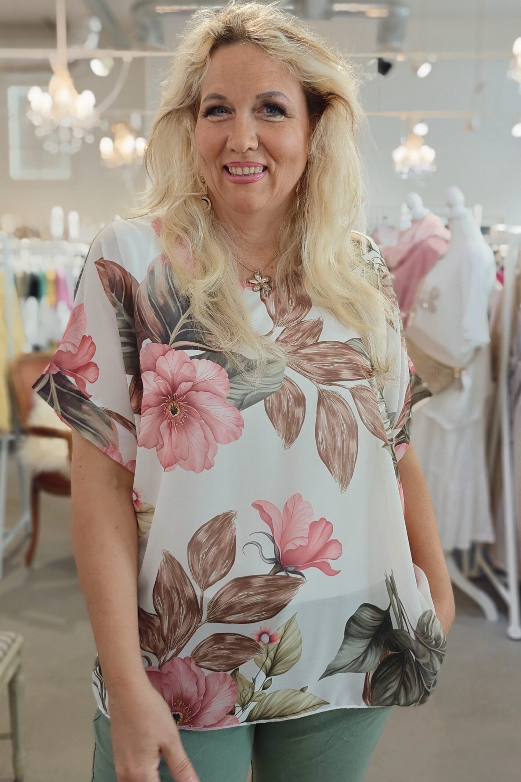 Pellavatehdas Claudia kukkapaita roosakukka