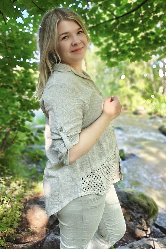 June puuvilla/pellavapaita, beige XS/S - Image 4