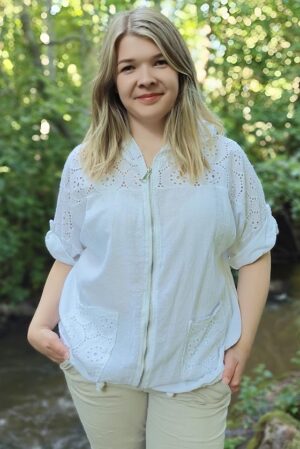Pellavatehdas Annina puuvillahuppari valkoinen