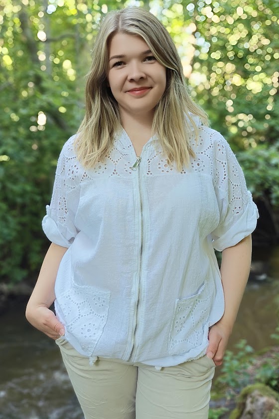 Pellavatehdas Annina puuvillahuppari valkoinen