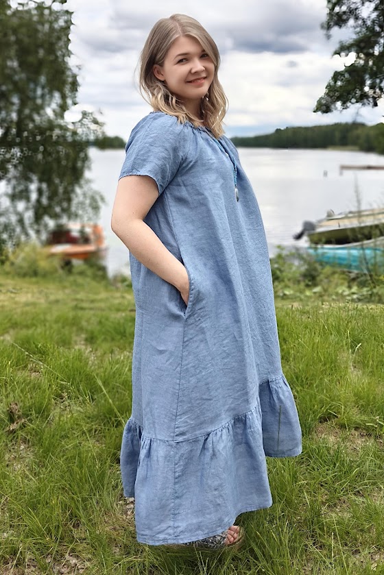 Kesäunelma pellavamekko, farkunsininen 42/48 - Image 4