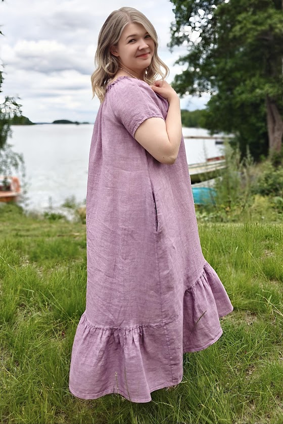 Kesäunelma pellavamekko, syreeni 42/48 - Image 3