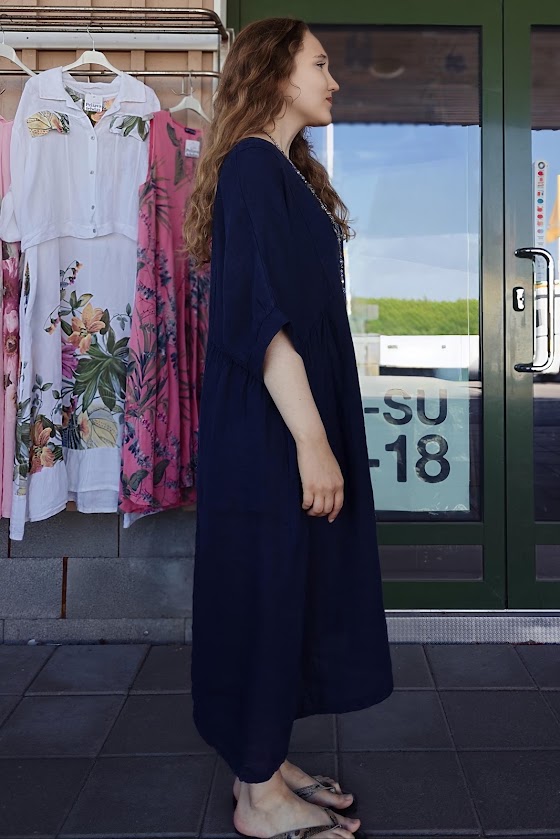 Magda pellavamekko, tummansininen 48/52 - Image 3