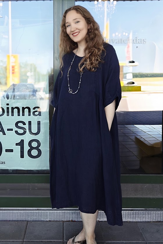 Pellavatehdas Magda pellavamekko tummansininen