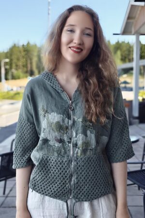 Pellavatehdas Marilii pellavahuppari maastonvihreä