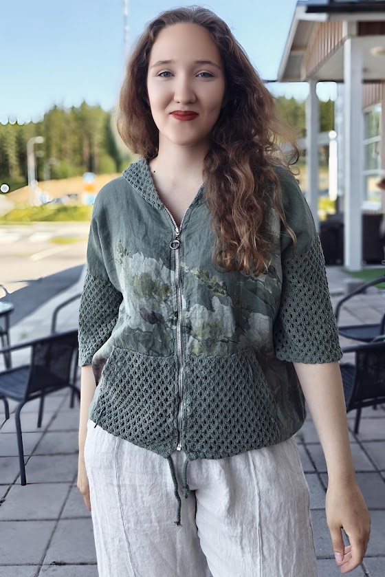 Pellavatehdas Marilii pellavahuppari maastonvihreä