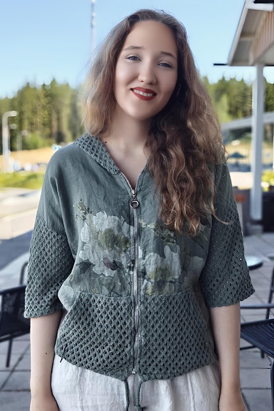 Pellavatehdas Marilii pellavahuppari maastonvihreä