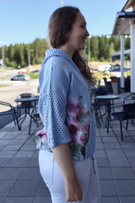 Pellavatehdas Marilii pellavahuppari vaaleansininen