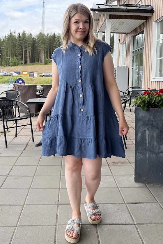 Pellavatehdas Mette pellavamekko/tunika sininen