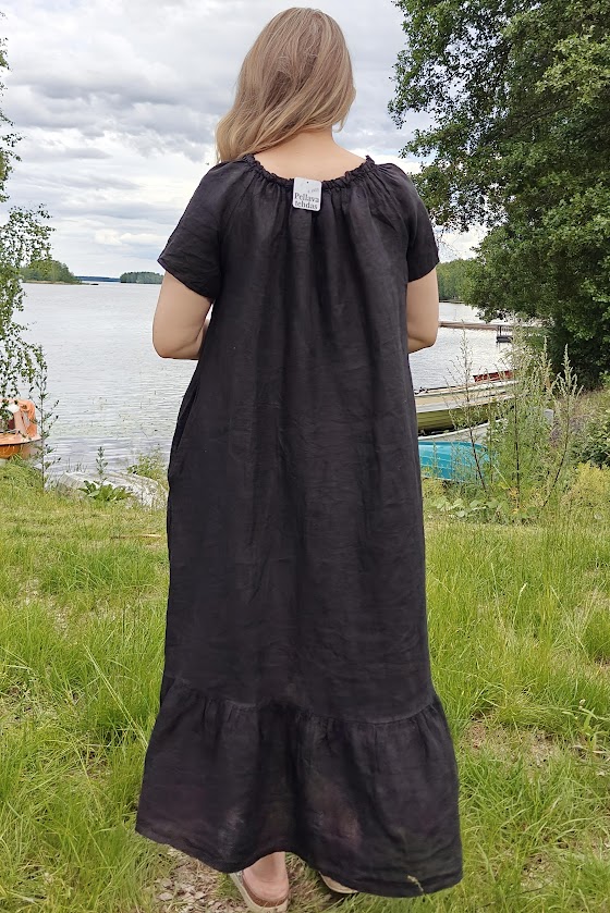 Kesäunelma pellavamekko, musta 42/48 - Image 3