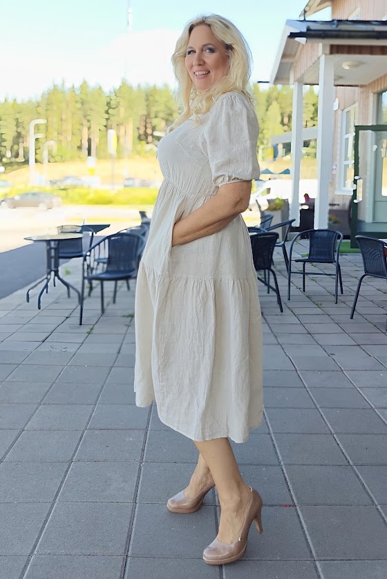 Ancelin pellavamekko, beige 38/44 - Image 3
