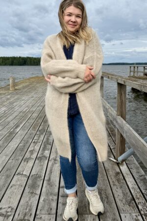 Wanda mohair-neuletakki, beige L/4XL