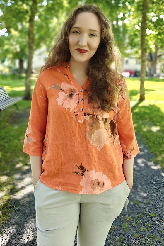 Pellavatehdas Juliet pellavapaita oranssi