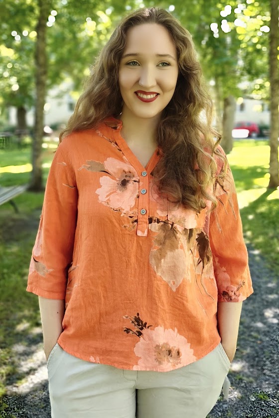 Pellavatehdas Juliet pellavapaita oranssi