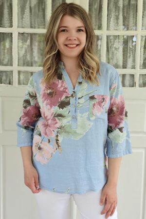 Pellavatehdas Juliet pellavapaita vaaleansininen