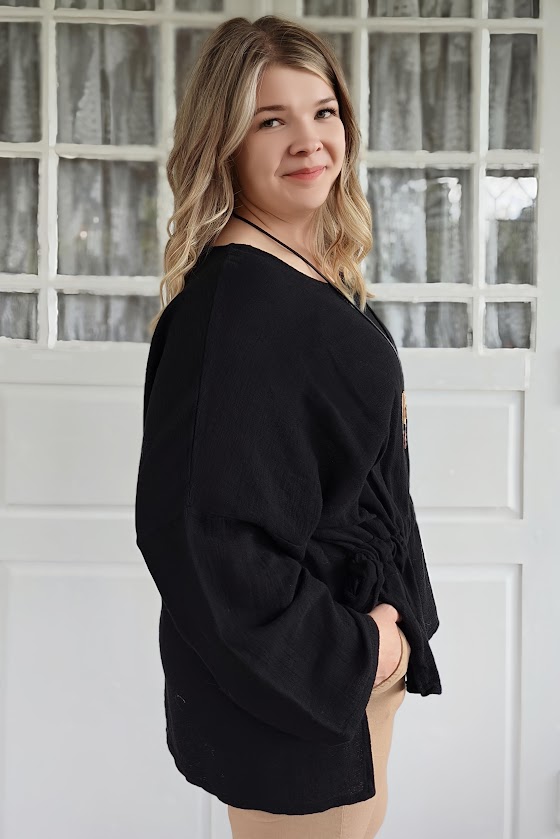 Rilla puuvilla/pellavapaita, musta M/XXL - Image 3