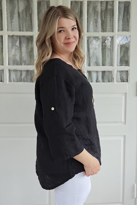Sara pellavapaita, musta 40/44 - Image 3