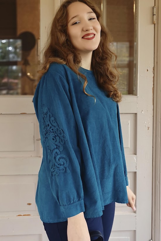 Anette samettipaita, petroolinsininen XL/XXL - Image 3