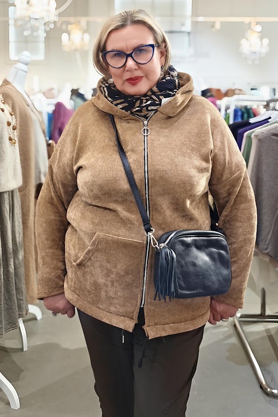 Pellavatehdas Anita velourhuppari kinuskinruskea