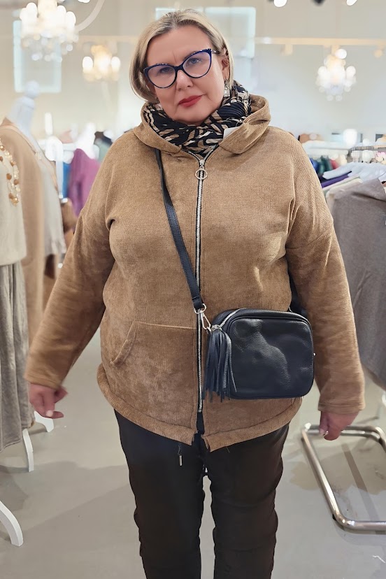 Pellavatehdas Anita velourhuppari kinuskinruskea