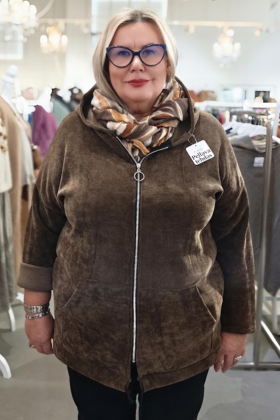 Pellavatehdas Anita velourhuppari pähkinänruskea