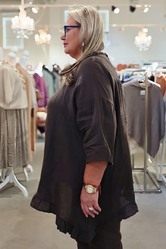 Jasmi pellavatunika, tummanruskea XL/XXL - Image 3