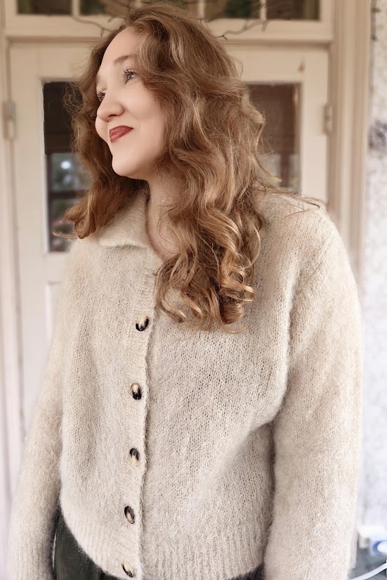 Leanne mohair-neuletakki beige