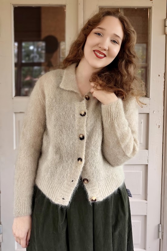 Leanne mohair-neuletakki beige