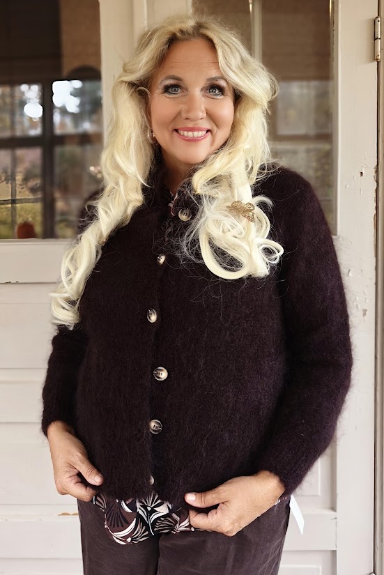 Pellavatehdas Leanne mohair-neuletakki, kaakaonruskea