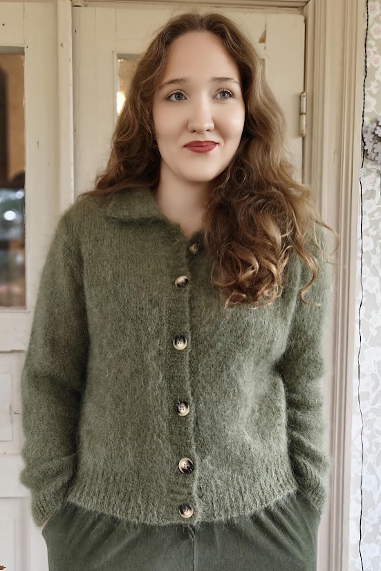 Pellavatehdas Leanne mohair-neuletakki vihreä